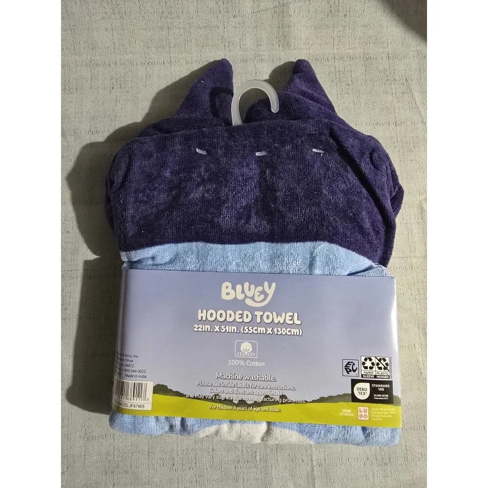 Bluey and Bingo Heeler Pups 'For Real Life' Kids Hooded Towel, 22